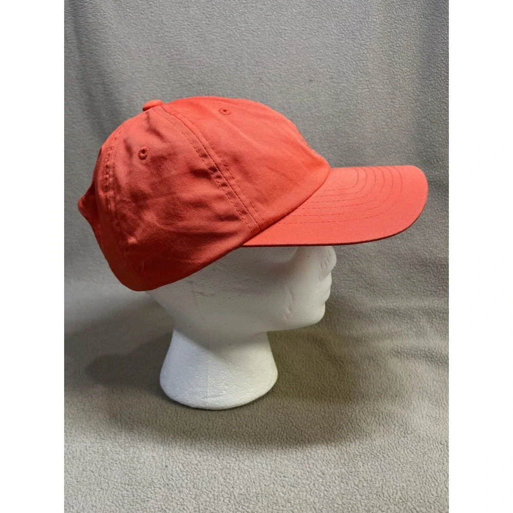The North Face Coral Orange Cotton Twill Embroidered Logo Strapback Hat Cap